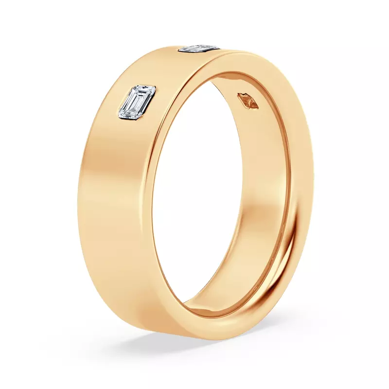 18K Yellow Gold Flush Set Emerald-Cut Lab Diamond Band (7mm)