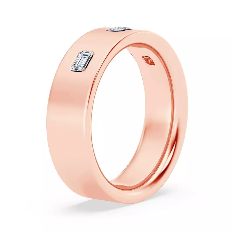 14K Rose Gold Flush Set Emerald-Cut Lab Diamond Band (7mm)