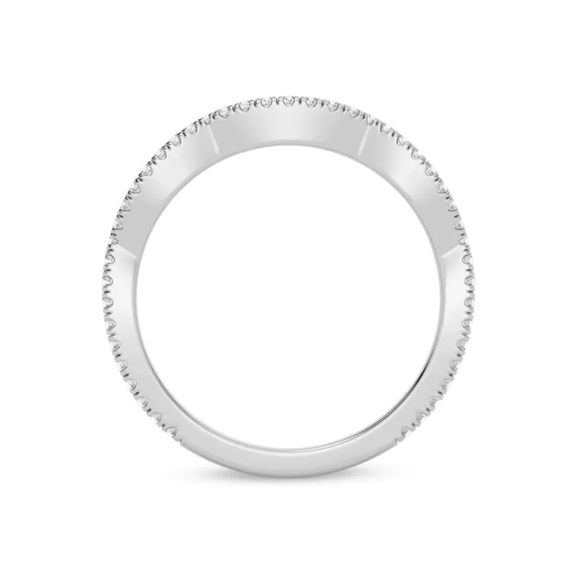 18K White Gold Signature Hearts & Arrows Pavé Spiral Curved Lab Band