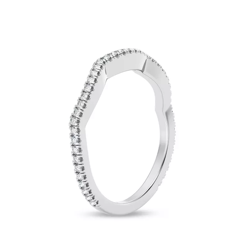 14K White Gold Signature Hearts & Arrows Pavé Spiral Curved Lab Band