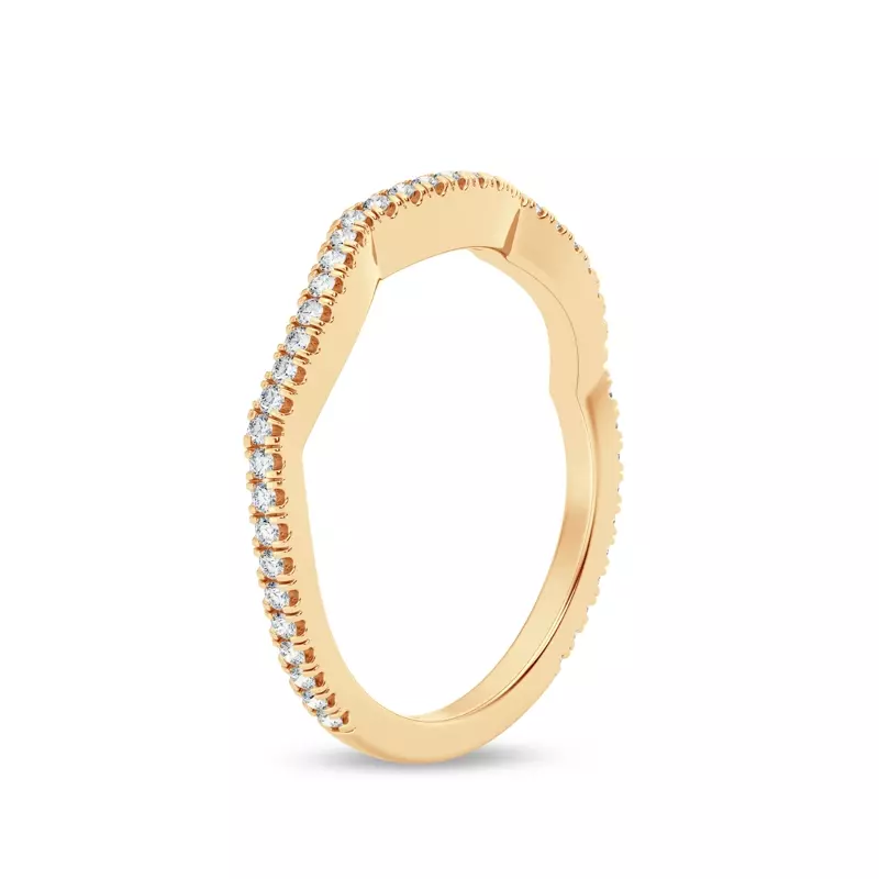 14K Yellow Gold Signature Hearts & Arrows Pavé Spiral Curved Lab Band