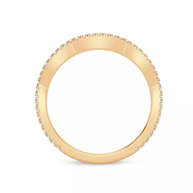 14K Yellow Gold Signature Hearts & Arrows Pavé Spiral Curved Lab Band