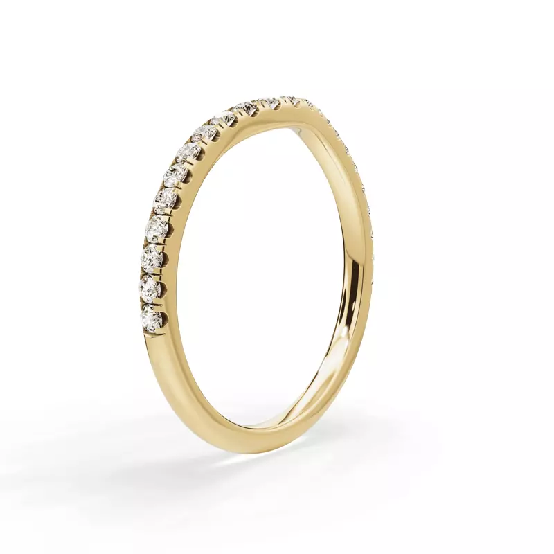 14K Yellow Gold Signature Hearts & Arrows Curved Band (.25ct. tw.)