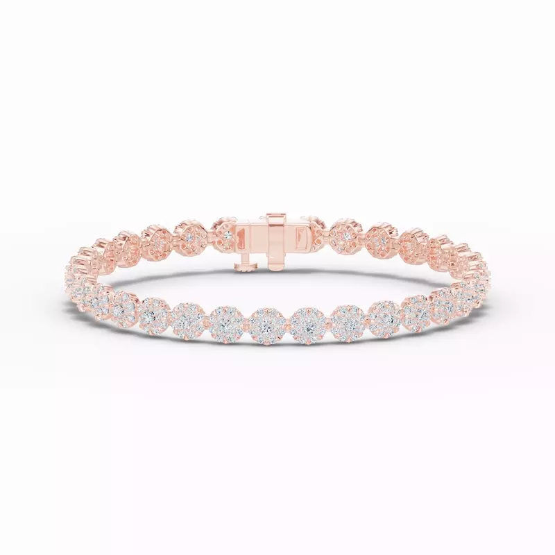 14K Rose Gold Double Halo Lab Diamond Tennis Bracelet (5 ct. tw.)