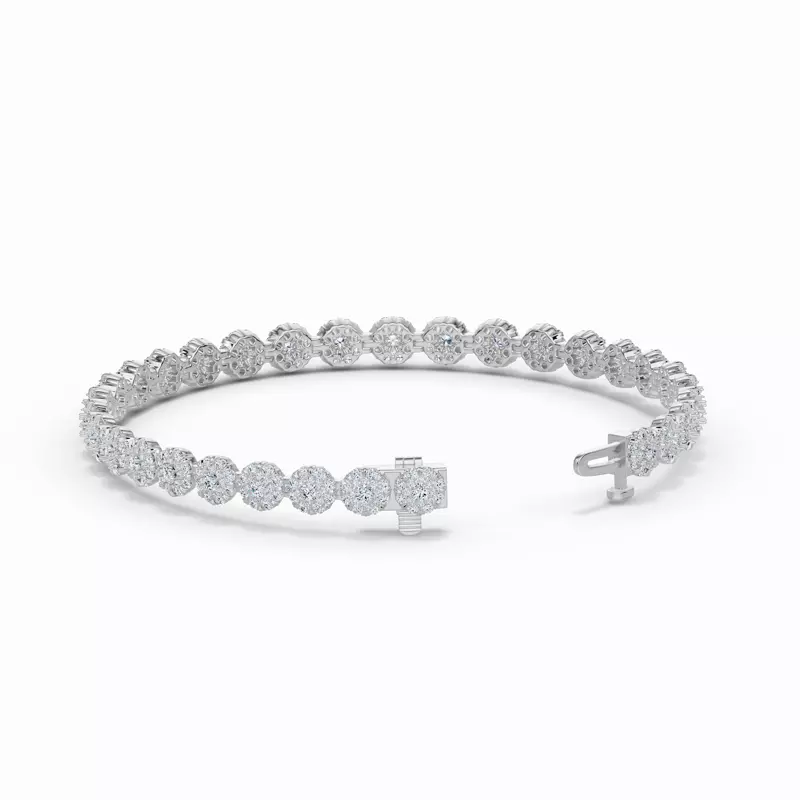 14K White Gold Double Halo Diamond Tennis Bracelet (5 ct. tw.)