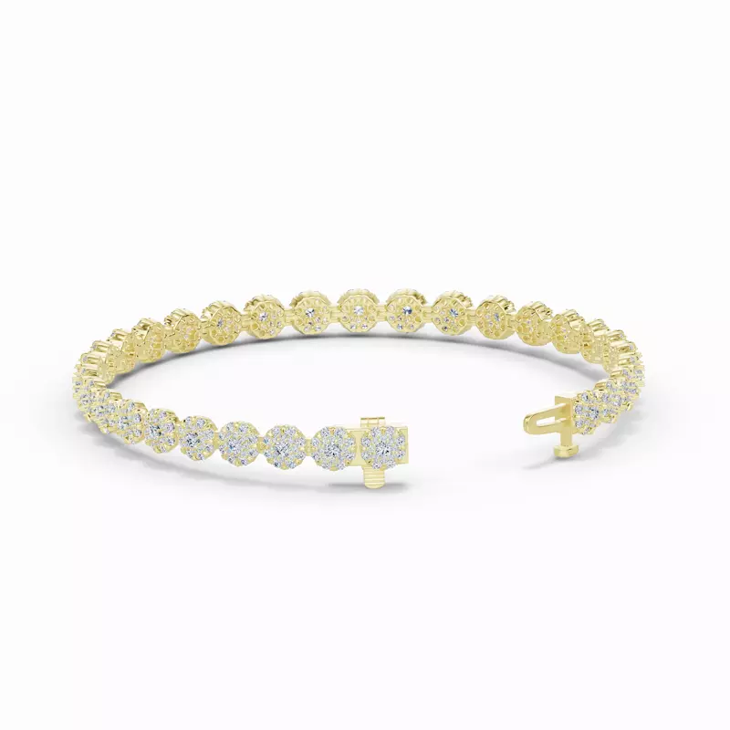 14K Yellow Gold Double Halo Diamond Tennis Bracelet (5 ct. tw.)