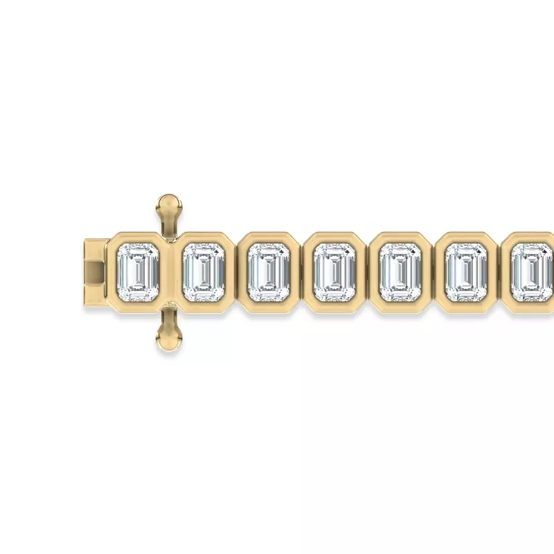 14K Yellow Gold Illume Emerald Bezel Diamond Tennis Bracelet by Christian Siriano