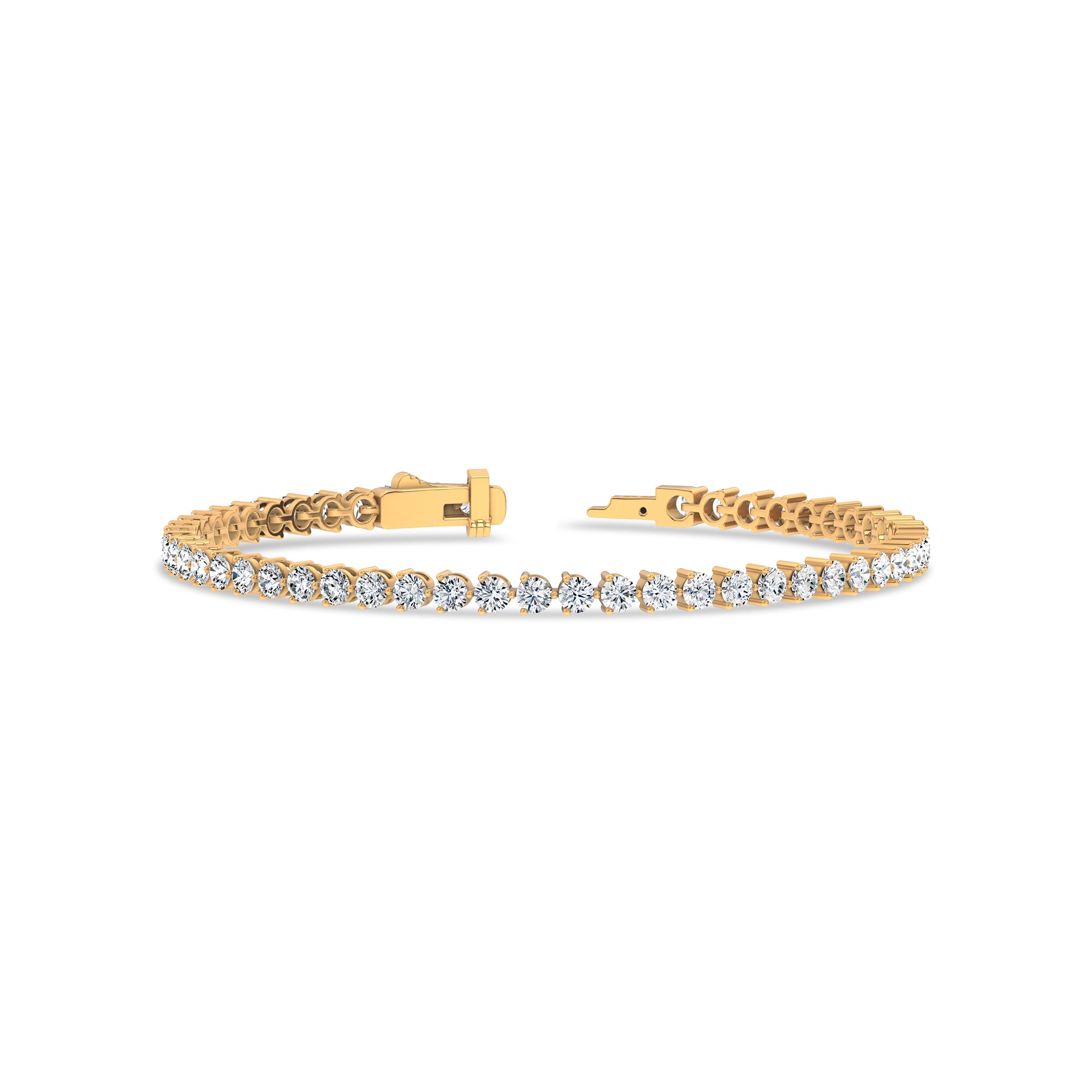 14K Yellow Gold Three-Prong Diamond Tennis Bracelet (4 ct. tw.)