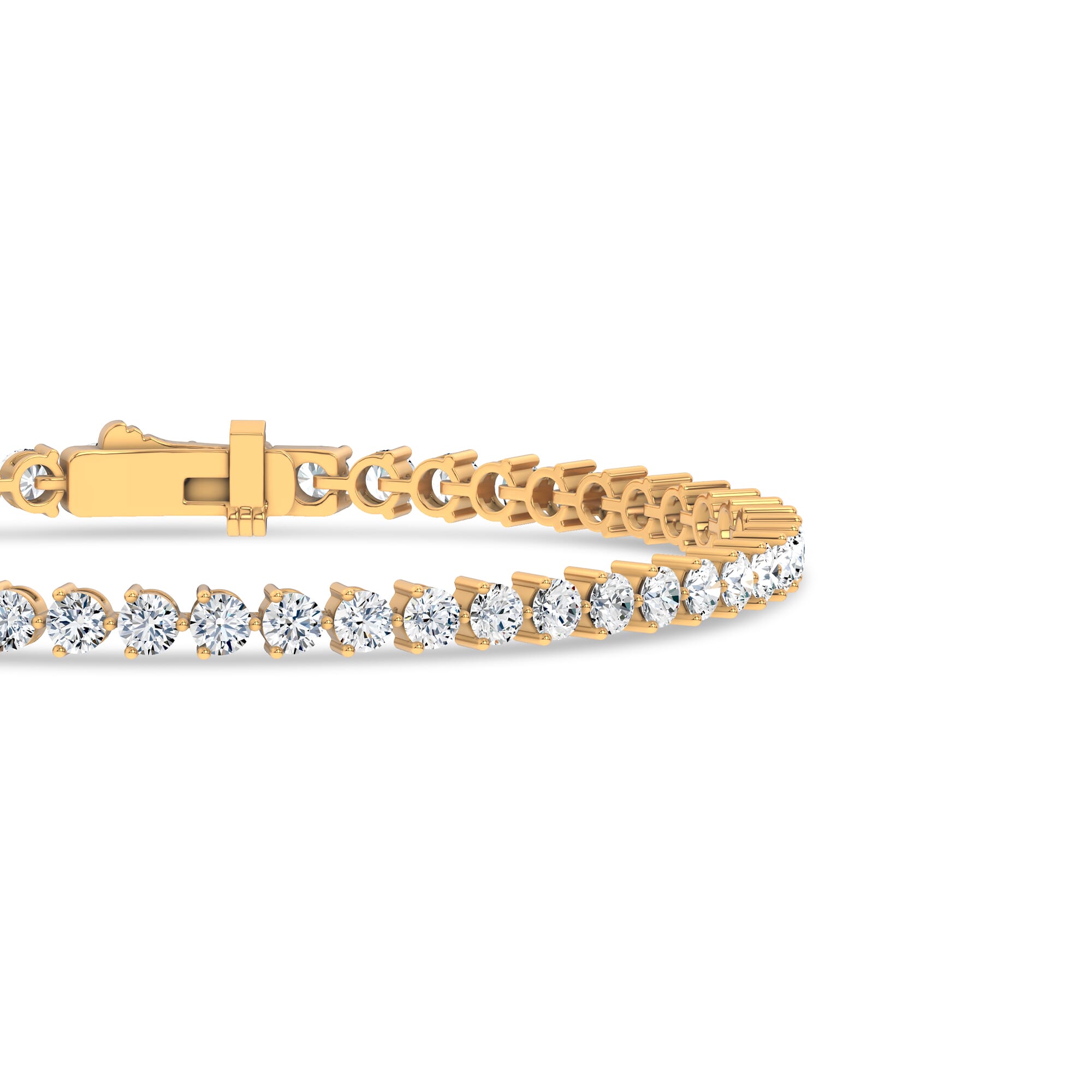 14K Yellow Gold Three-Prong Diamond Tennis Bracelet (4 ct. tw.)