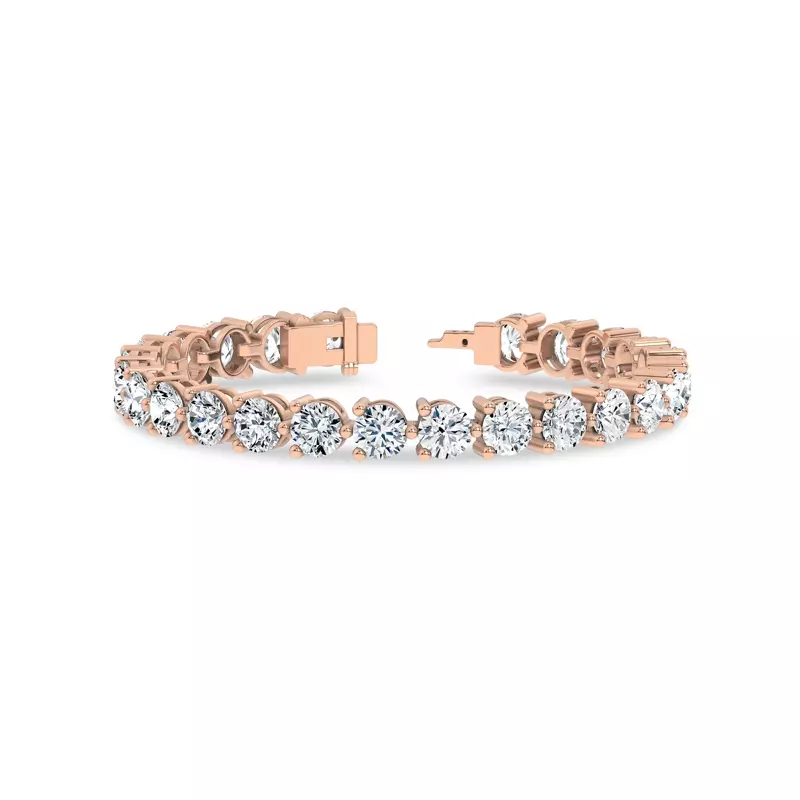 14K Rose Gold Three-Prong Diamond Tennis Bracelet (15 ct. tw.) - 7.5 In.