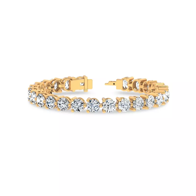 14K Yellow Gold Three-Prong Lab Diamond Tennis Bracelet (15 ct. tw.) - 6.5 In.