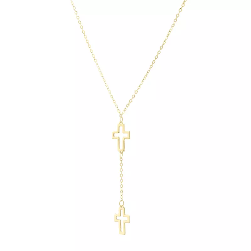 Double Cross Lariat Necklace