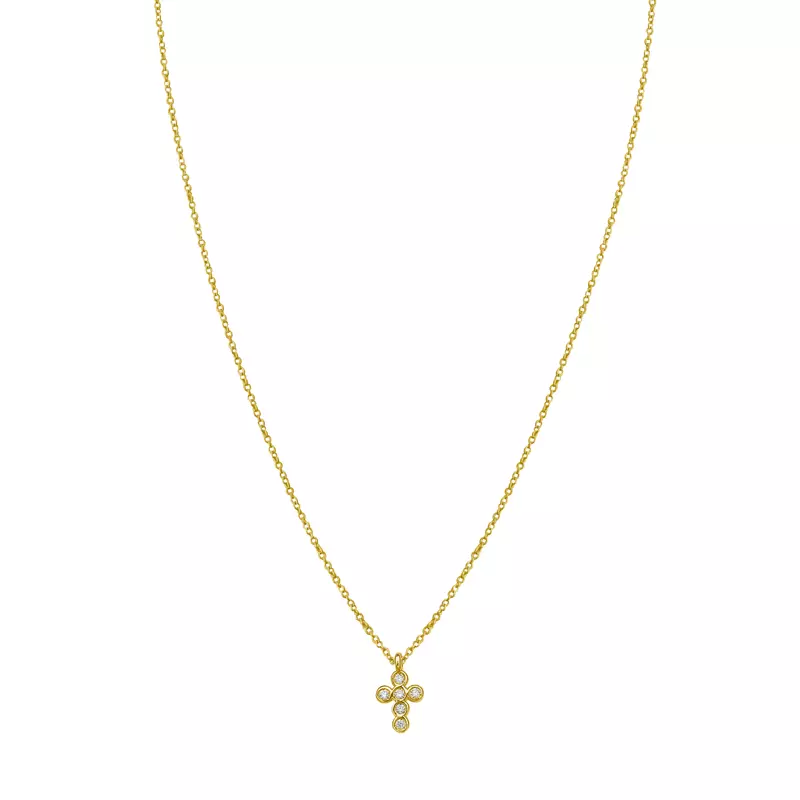 Mini Bezel Cross Necklace