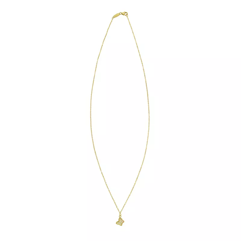 14K Yellow Gold Mini Butterfly Diamond Necklace