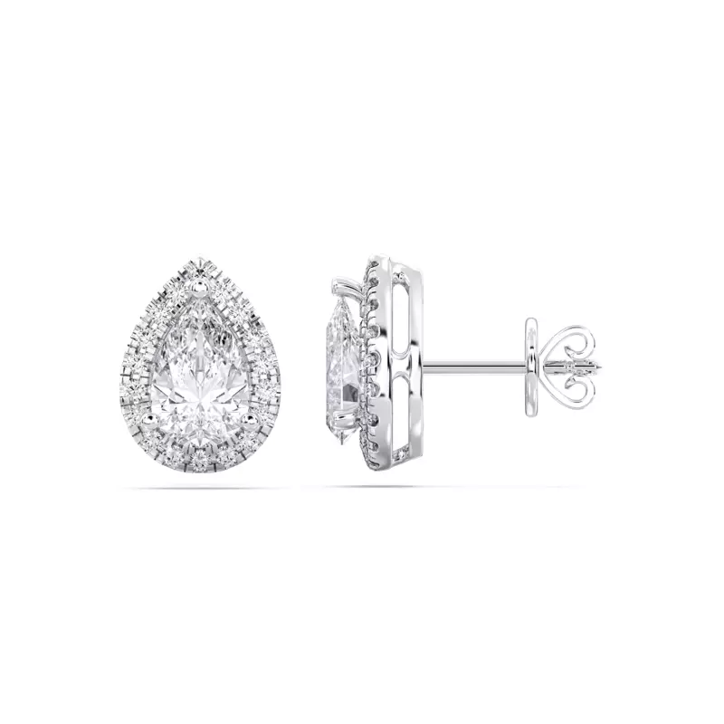 14K White Gold Bellara Pear-Shaped Lab Diamond Halo Earrings (1.30 ct. tw.)