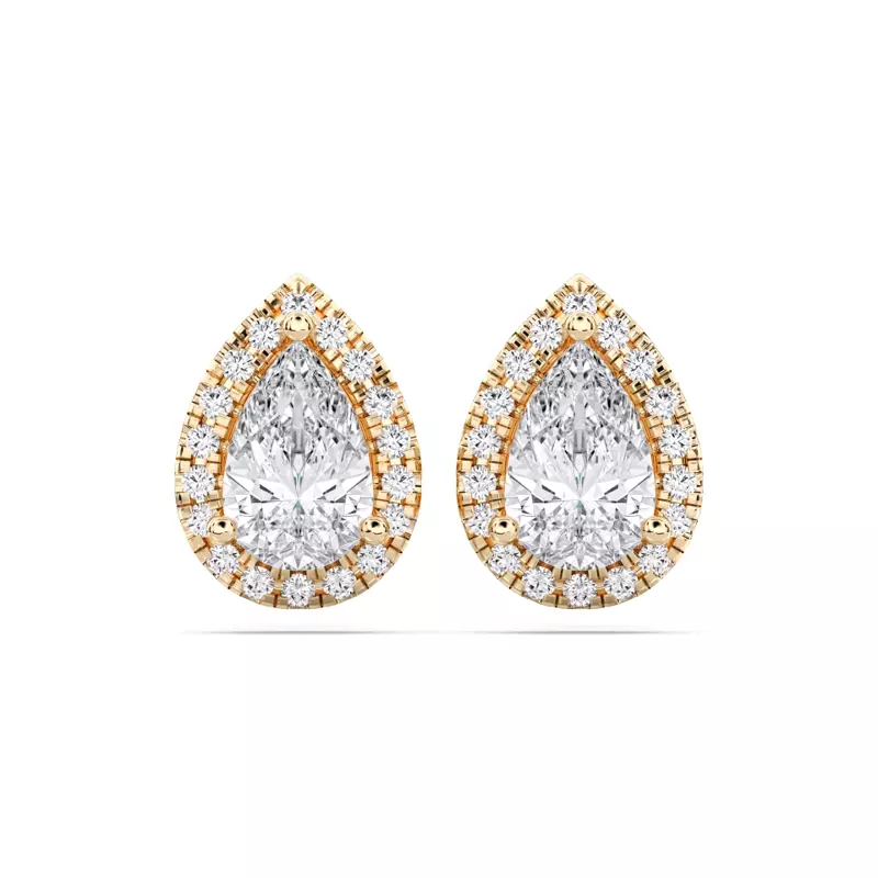14K Yellow Gold Bellara Pear-Shaped Lab Diamond Halo Earrings (3.60 ct. tw.)