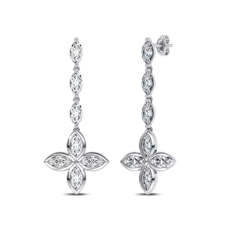 14K White Gold Maravina Rosette Lab Drop Earrings by Christian Siriano