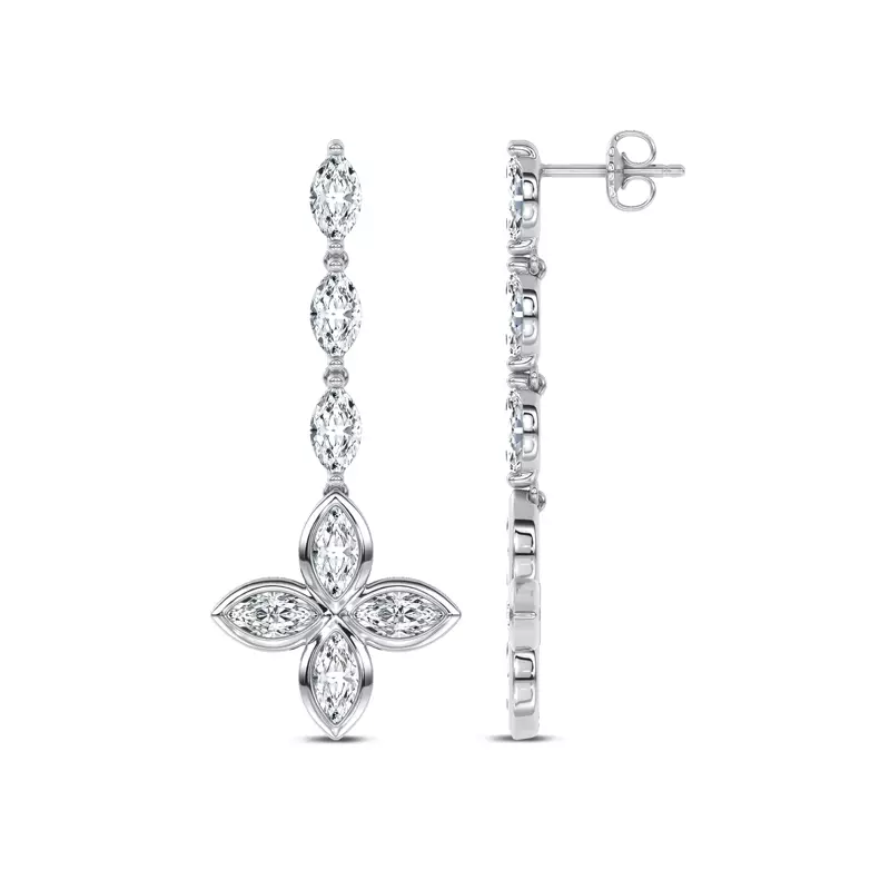 14K White Gold Maravina Rosette Lab Drop Earrings by Christian Siriano
