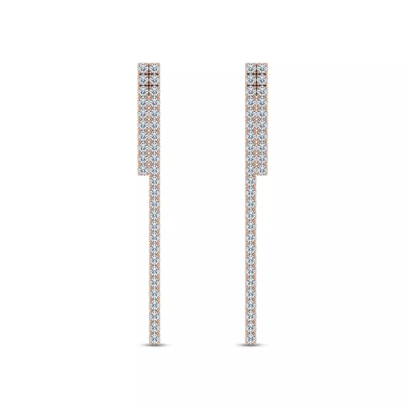 14K Rose Gold Ligne Duo Lab Diamond Drop Earrings