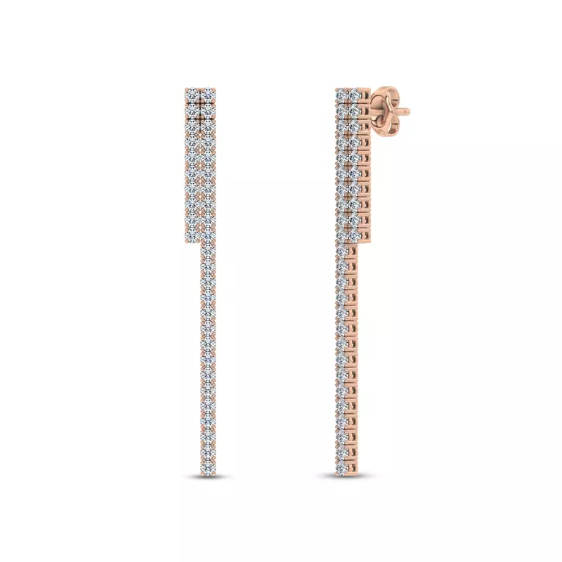 14K Rose Gold Ligne Duo Lab Diamond Drop Earrings
