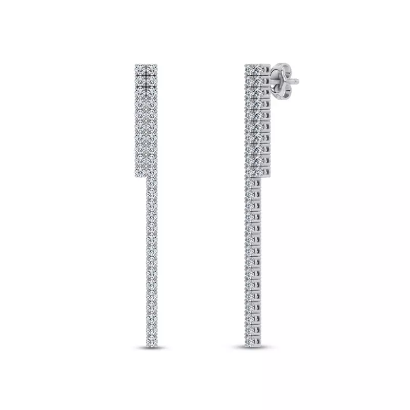 14K White Gold Ligne Duo Lab Diamond Drop Earrings