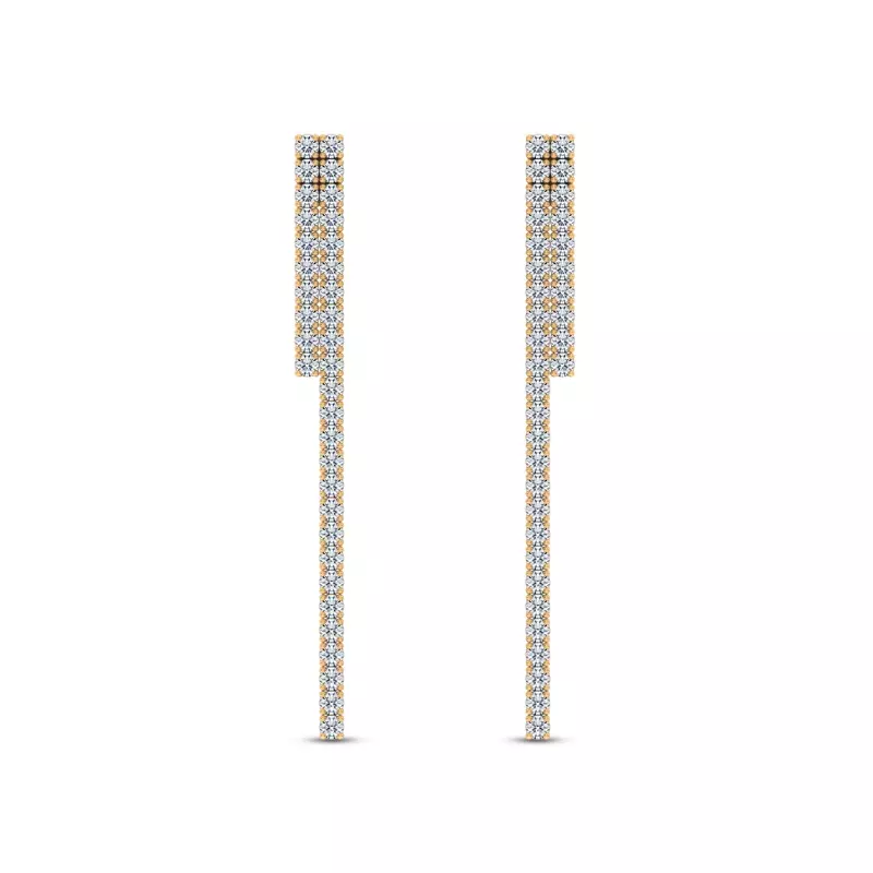 14K Yellow Gold Ligne Duo Lab Diamond Drop Earrings