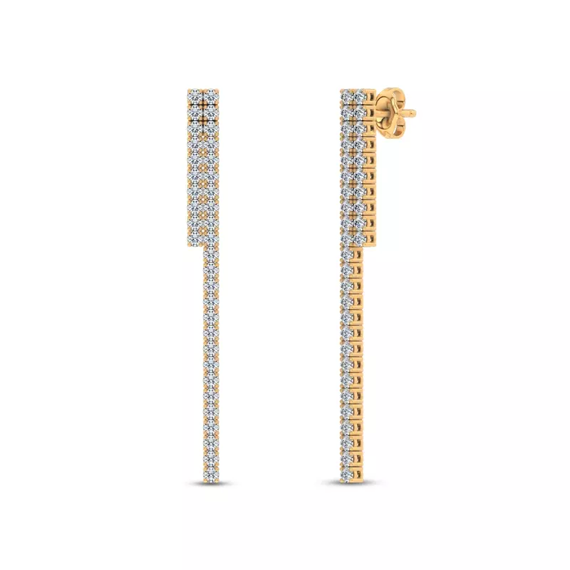 14K Yellow Gold Ligne Duo Lab Diamond Drop Earrings