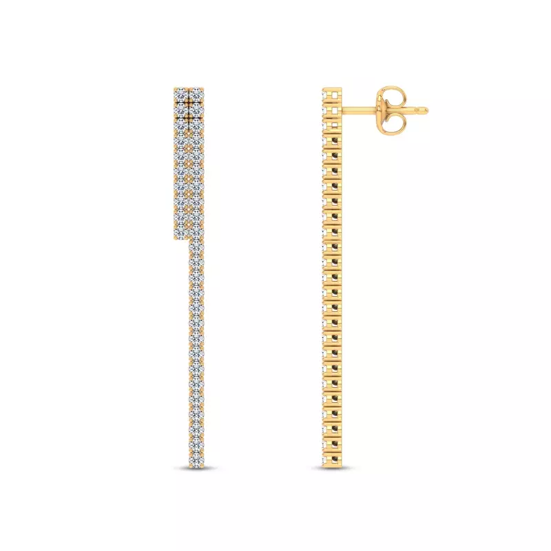 14K Yellow Gold Ligne Duo Lab Diamond Drop Earrings