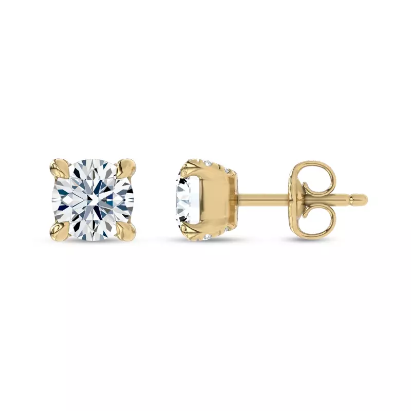 14K Yellow Gold C-Prong Pavé Diamond Stud Earrings (1 ct. tw.) by Christian Siriano