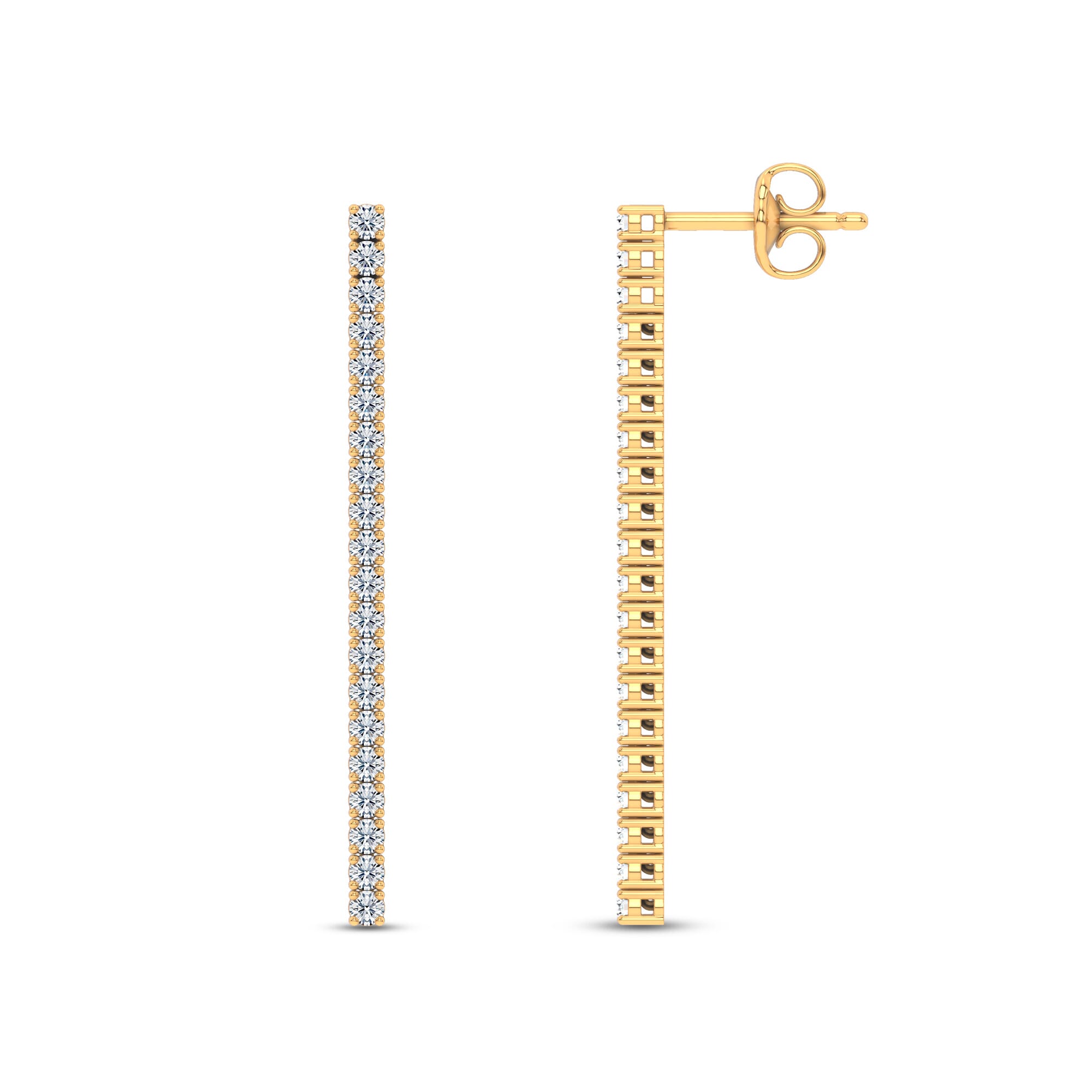 14K Yellow Gold Ligne Diamond Drop Earrings (5/8 ct. tw.)