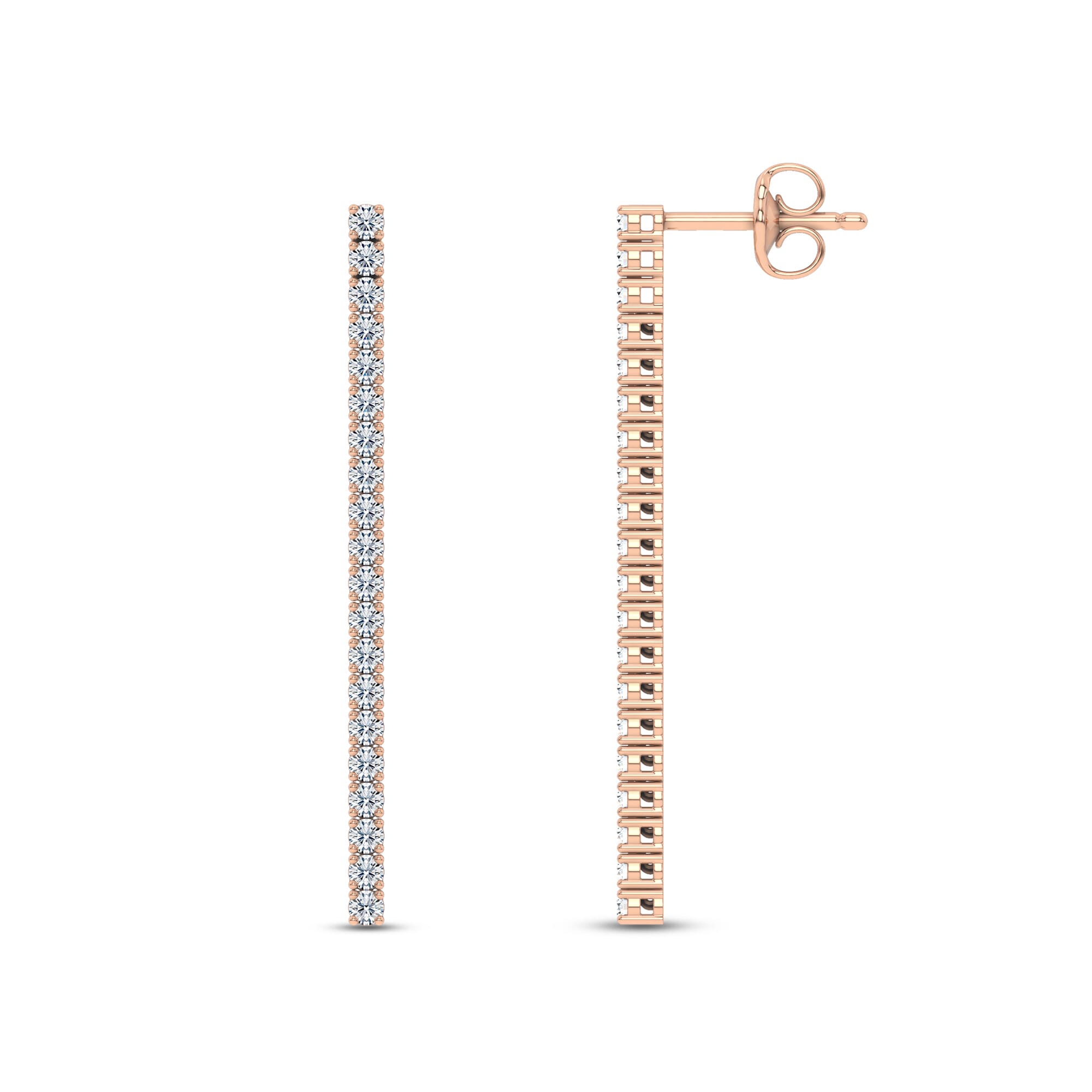 18K Rose Gold Ligne Diamond Drop Earrings (5/8 ct. tw.)