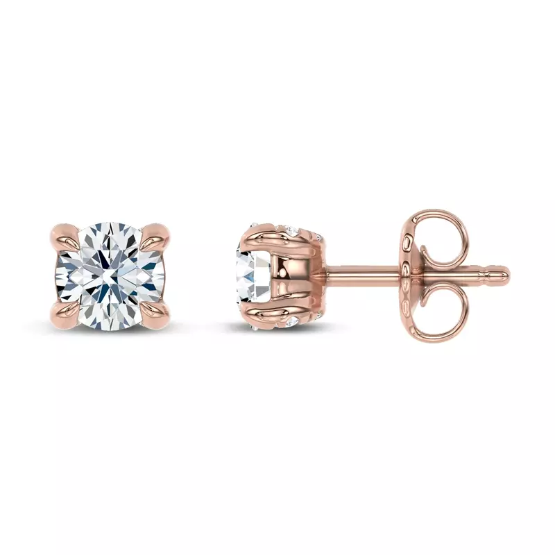 14K Rose Gold C-Prong Pavé Diamond Stud Earrings (½ ct. tw.) by Christian Siriano