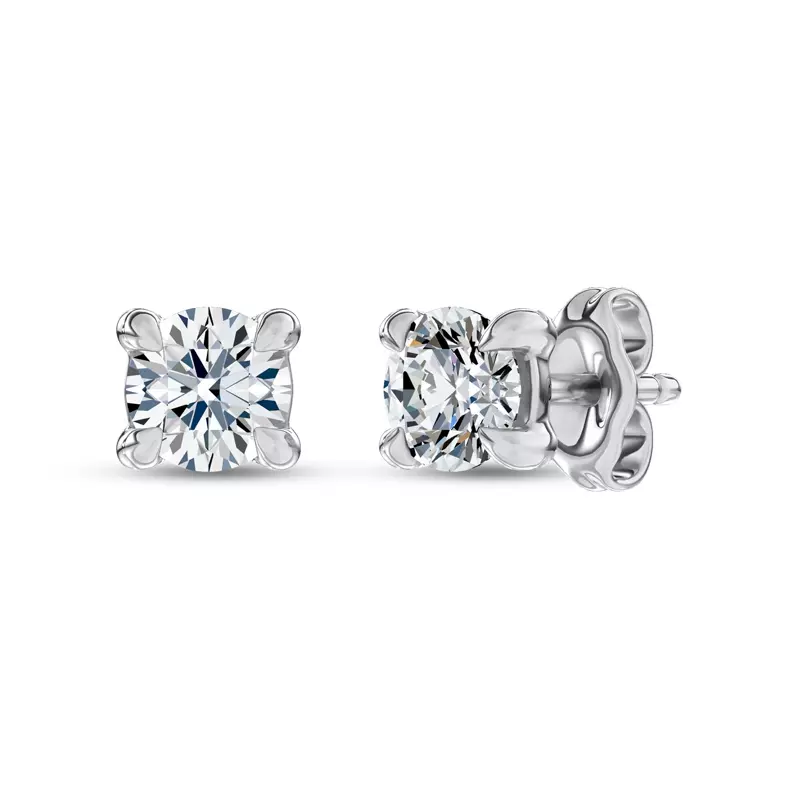 14K White Gold C-Prong Pavé Diamond Stud Earrings (½ ct. tw.) by Christian Siriano
