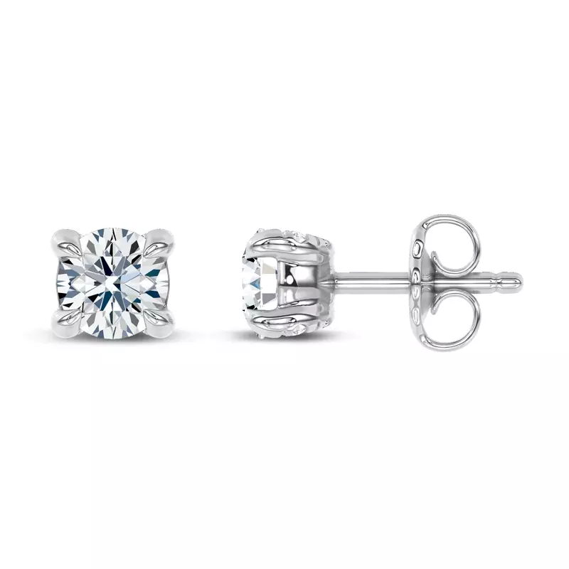 14K White Gold C-Prong Pavé Diamond Stud Earrings (½ ct. tw.) by Christian Siriano