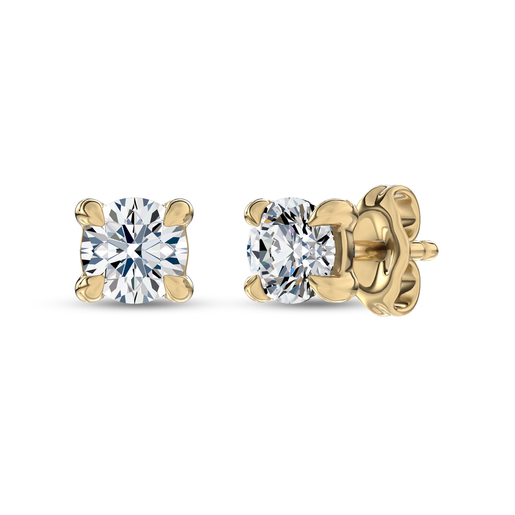 14K Yellow Gold C-Prong Pavé Diamond Stud Earrings (½ ct. tw.) by Christian Siriano