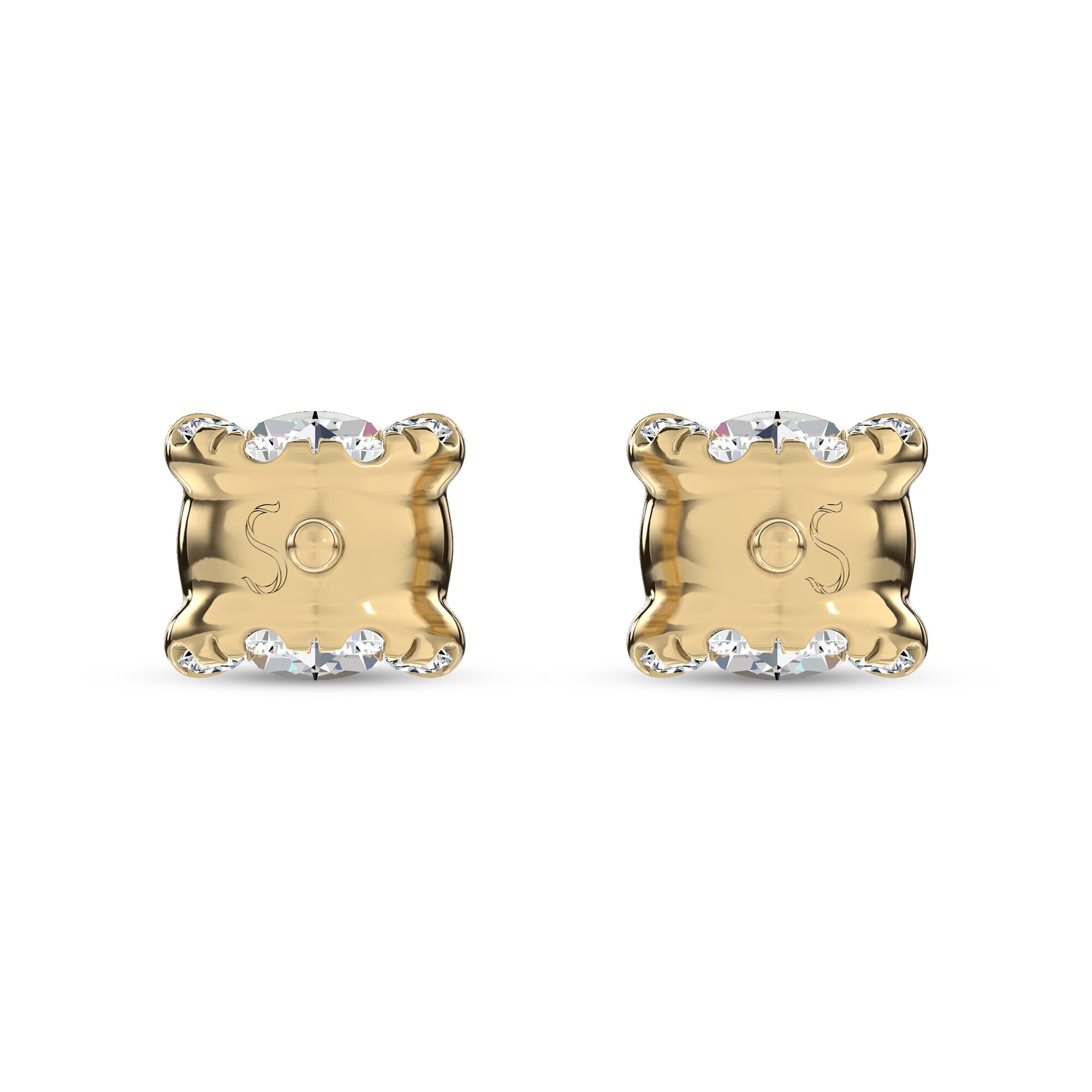 14K Yellow Gold C-Prong Pavé Diamond Stud Earrings (½ ct. tw.) by Christian Siriano