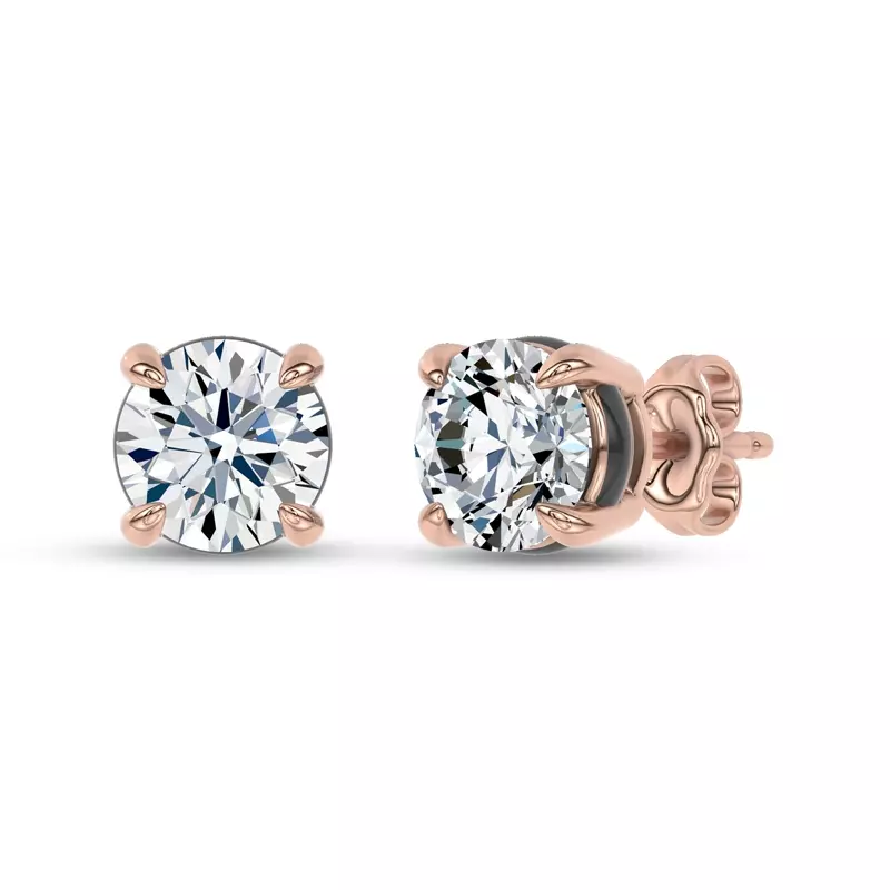 14K Rose Gold Midnight Halo Round Lab Stud Earrings (2 ct. tw.) by Christian Siriano