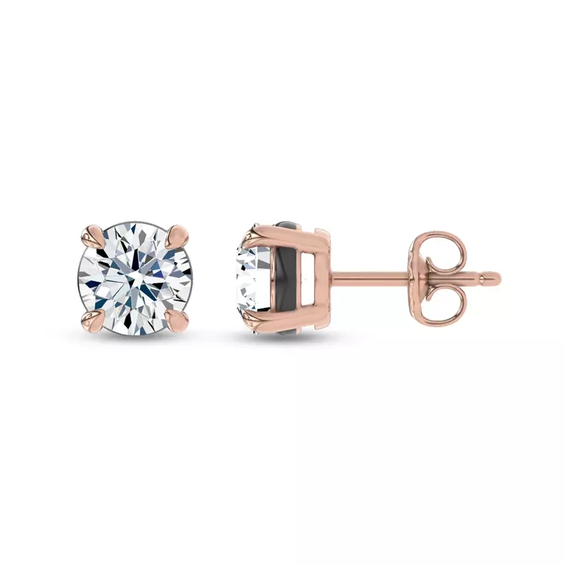 14K Rose Gold Midnight Halo Round Lab Stud Earrings (2 ct. tw.) by Christian Siriano