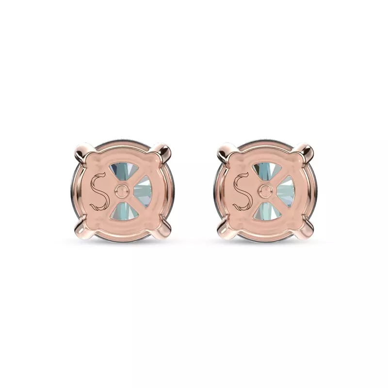 14K Rose Gold Midnight Halo Round Lab Stud Earrings (2 ct. tw.) by Christian Siriano
