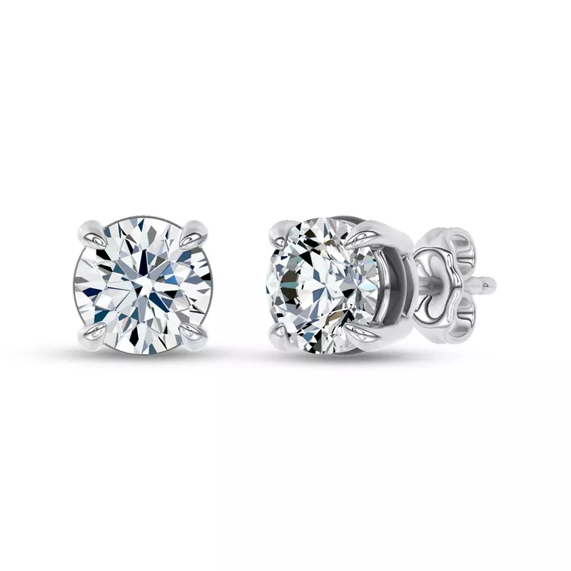 14K White Gold Midnight Halo Round Lab Stud Earrings (2 ct. tw.) by Christian Siriano
