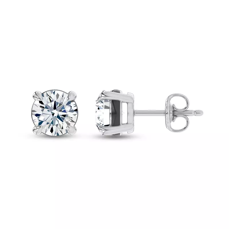 14K White Gold Midnight Halo Round Lab Stud Earrings (2 ct. tw.) by Christian Siriano