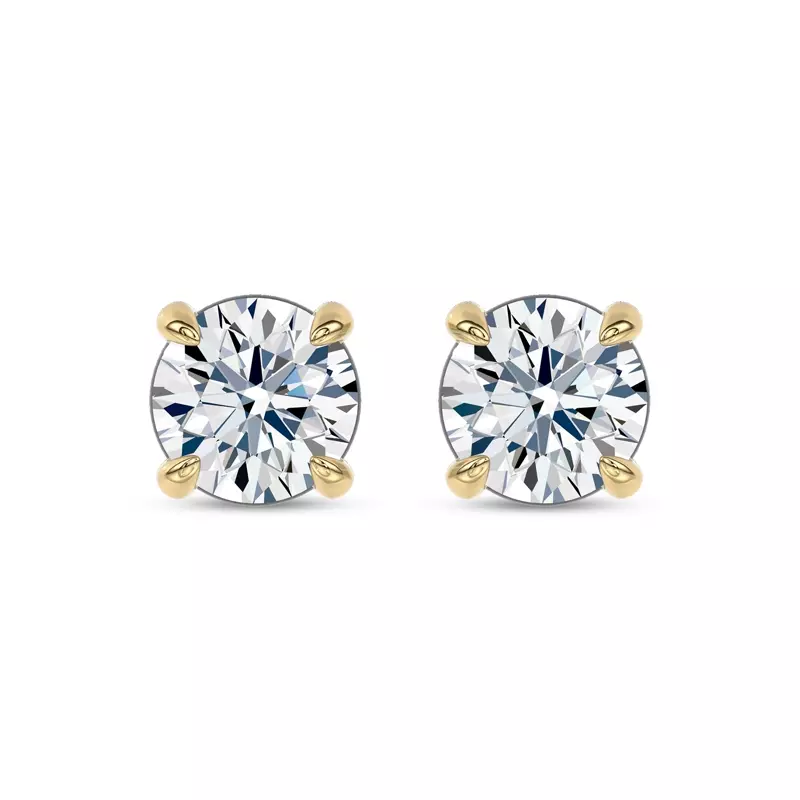 14K Yellow Gold Midnight Halo Round Lab Stud Earrings (2 ct. tw.) by Christian Siriano