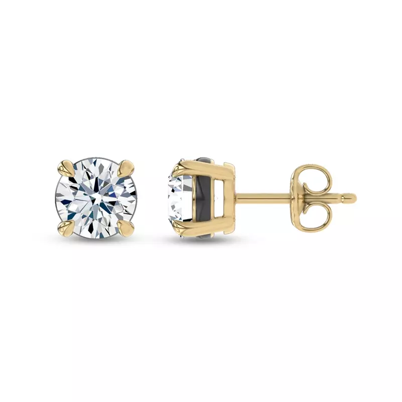 14K Yellow Gold Midnight Halo Round Lab Stud Earrings (2 ct. tw.) by Christian Siriano