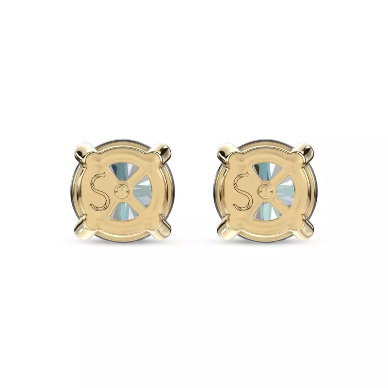 14K Yellow Gold Midnight Halo Round Lab Stud Earrings (2 ct. tw.) by Christian Siriano