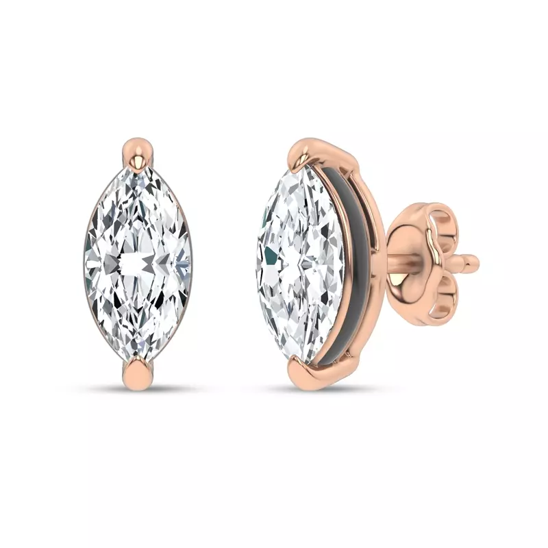 14K Rose Gold Midnight Halo Marquise Lab Stud Earrings (2 ct. tw.) by Christian Siriano