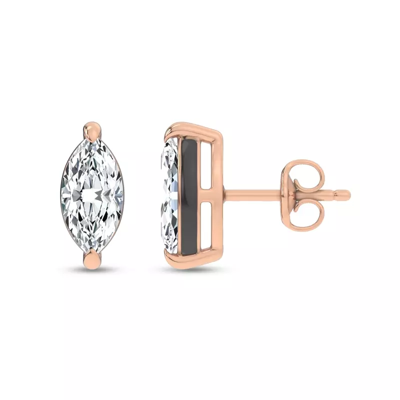 14K Rose Gold Midnight Halo Marquise Lab Stud Earrings (2 ct. tw.) by Christian Siriano