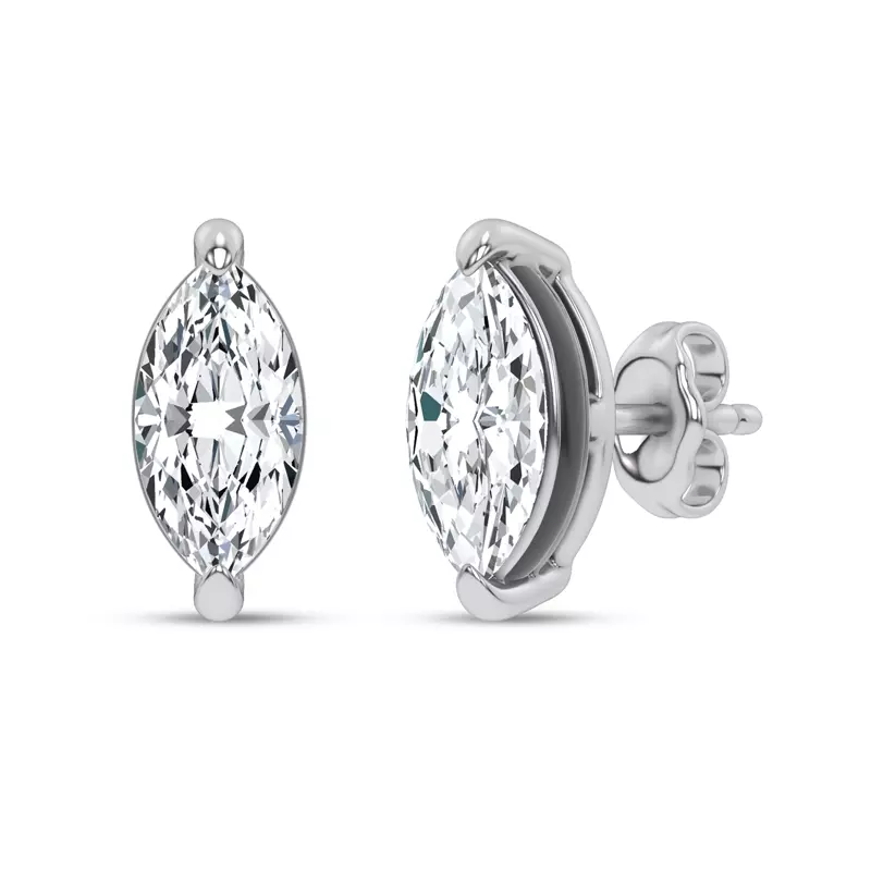 14K White Gold Midnight Halo Marquise Lab Stud Earrings (2 ct. tw.) by Christian Siriano