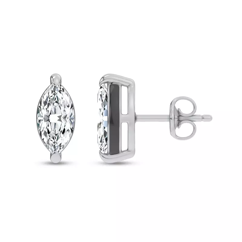 14K White Gold Midnight Halo Marquise Lab Stud Earrings (2 ct. tw.) by Christian Siriano