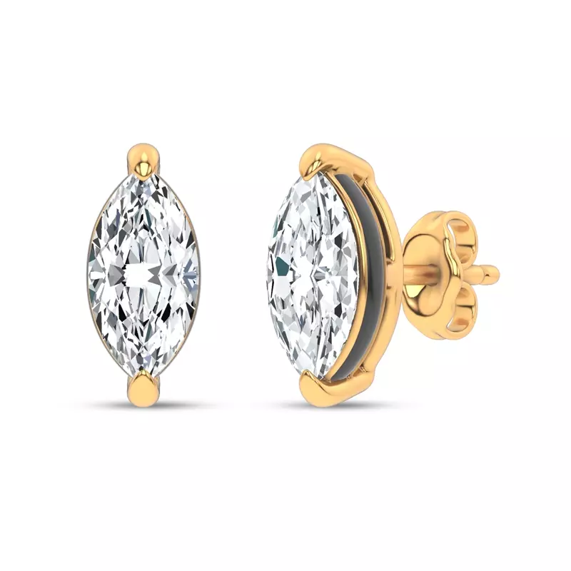 14K Yellow Gold Midnight Halo Marquise Lab Stud Earrings (2 ct. tw.) by Christian Siriano