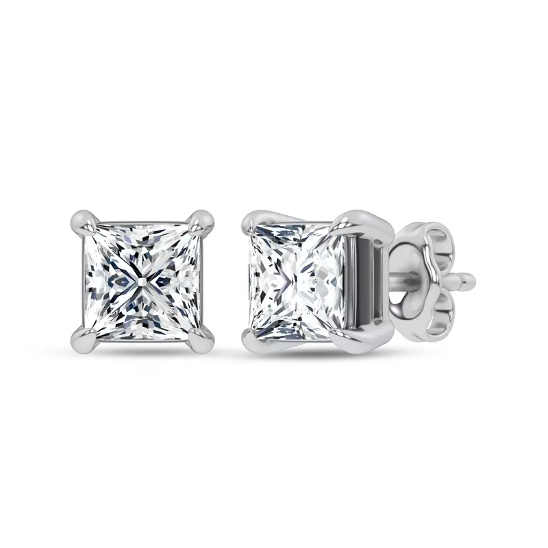 14K White Gold Midnight Halo Princess Lab Stud Earrings (2 ct. tw.) by Christian Siriano